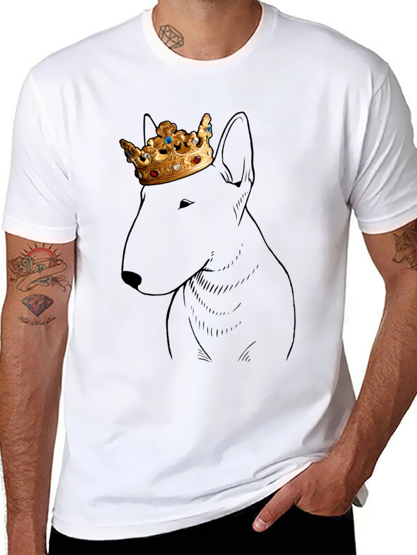 Dog King T-Shirt: Stylish Bull Terrier Design