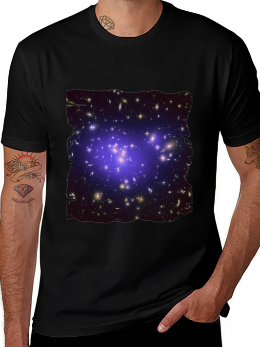 Galaxy Cluster Graphic Print Black T-Shirt
