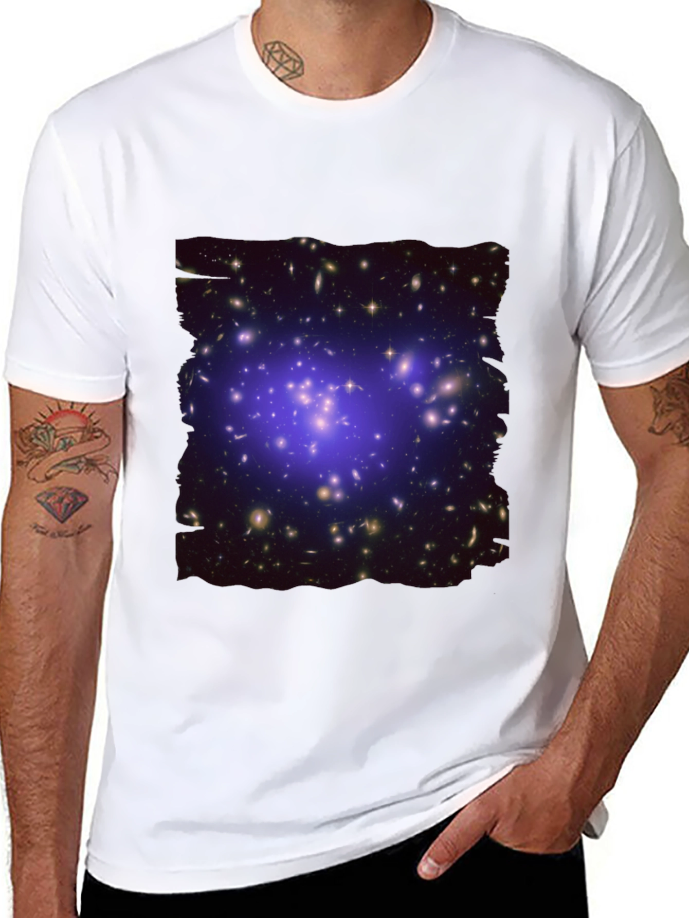 Galaxy Cluster Graphic Print Black T-Shirt