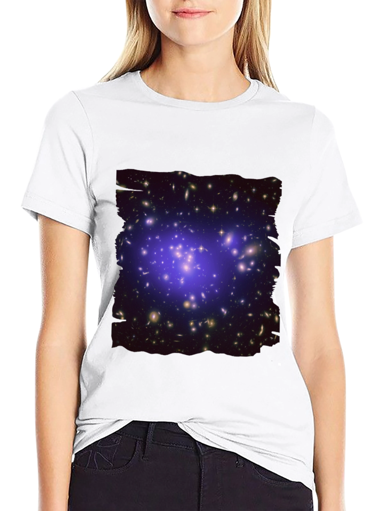 Galaxy Cluster Graphic Print Black T-Shirt
