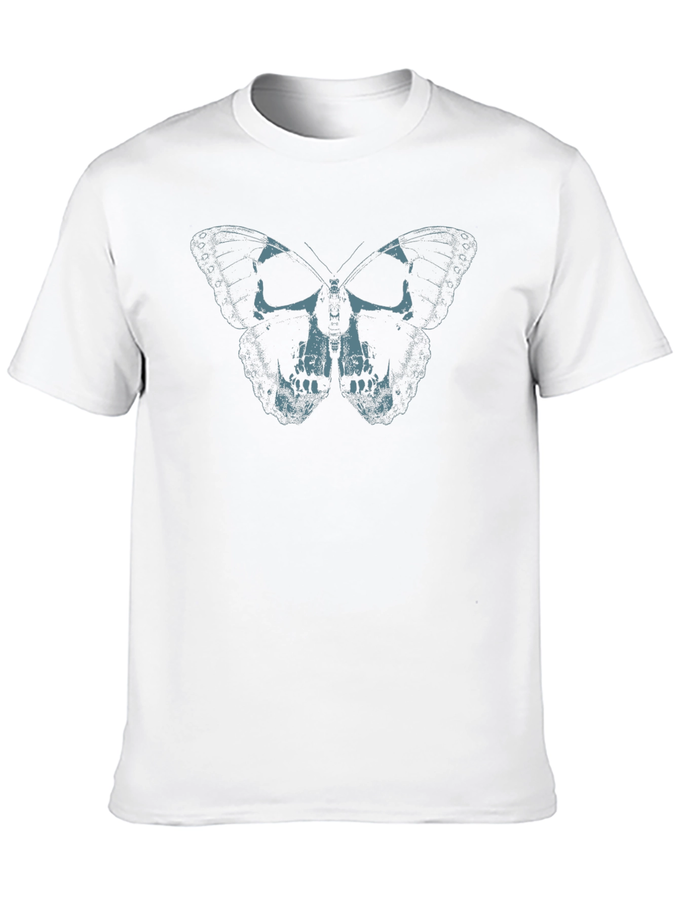 Skull Butterfly Graphic Print Tee - Black