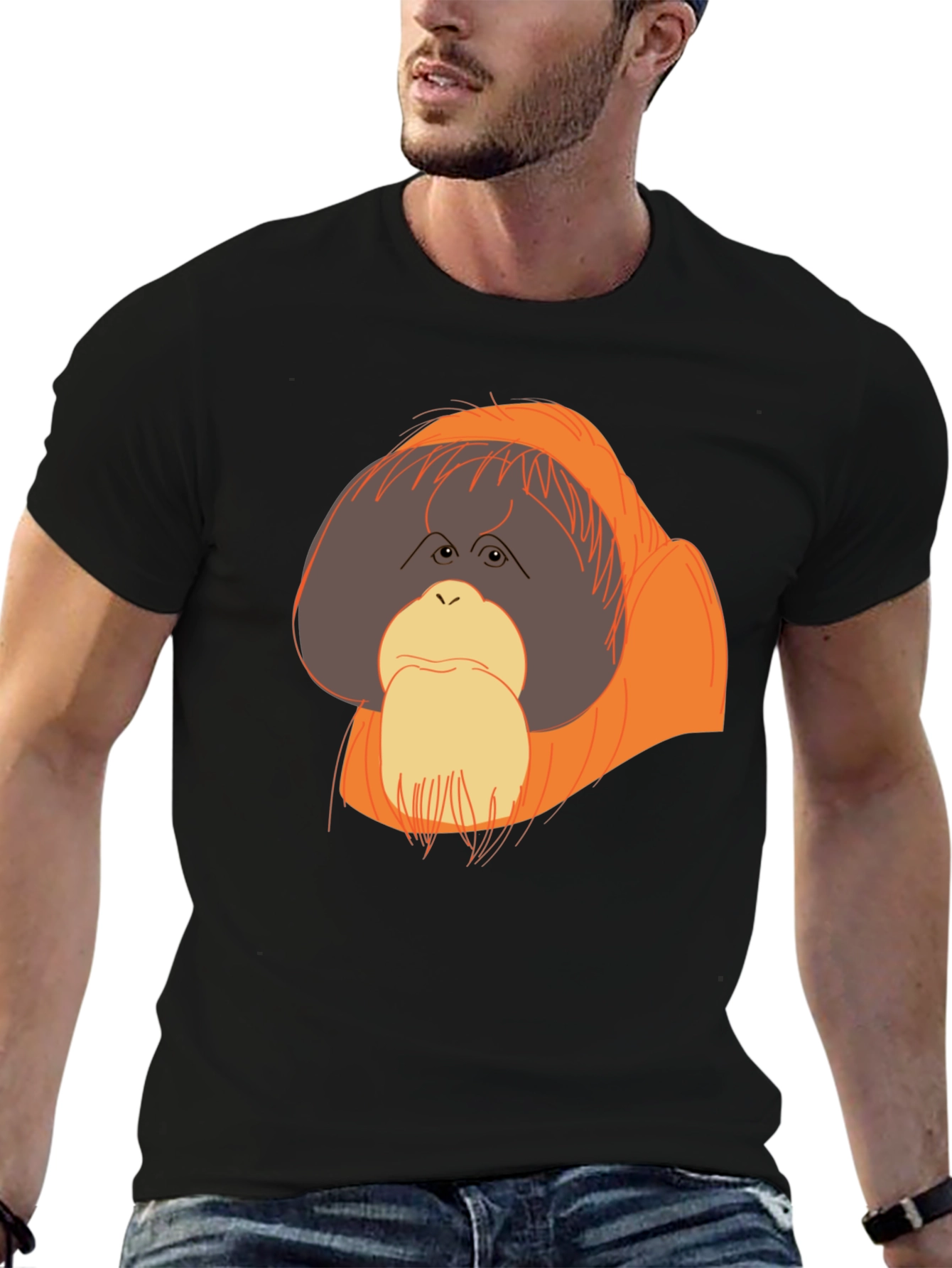 Orangutan Graphic T-Shirt - Black Crew Neck Tee