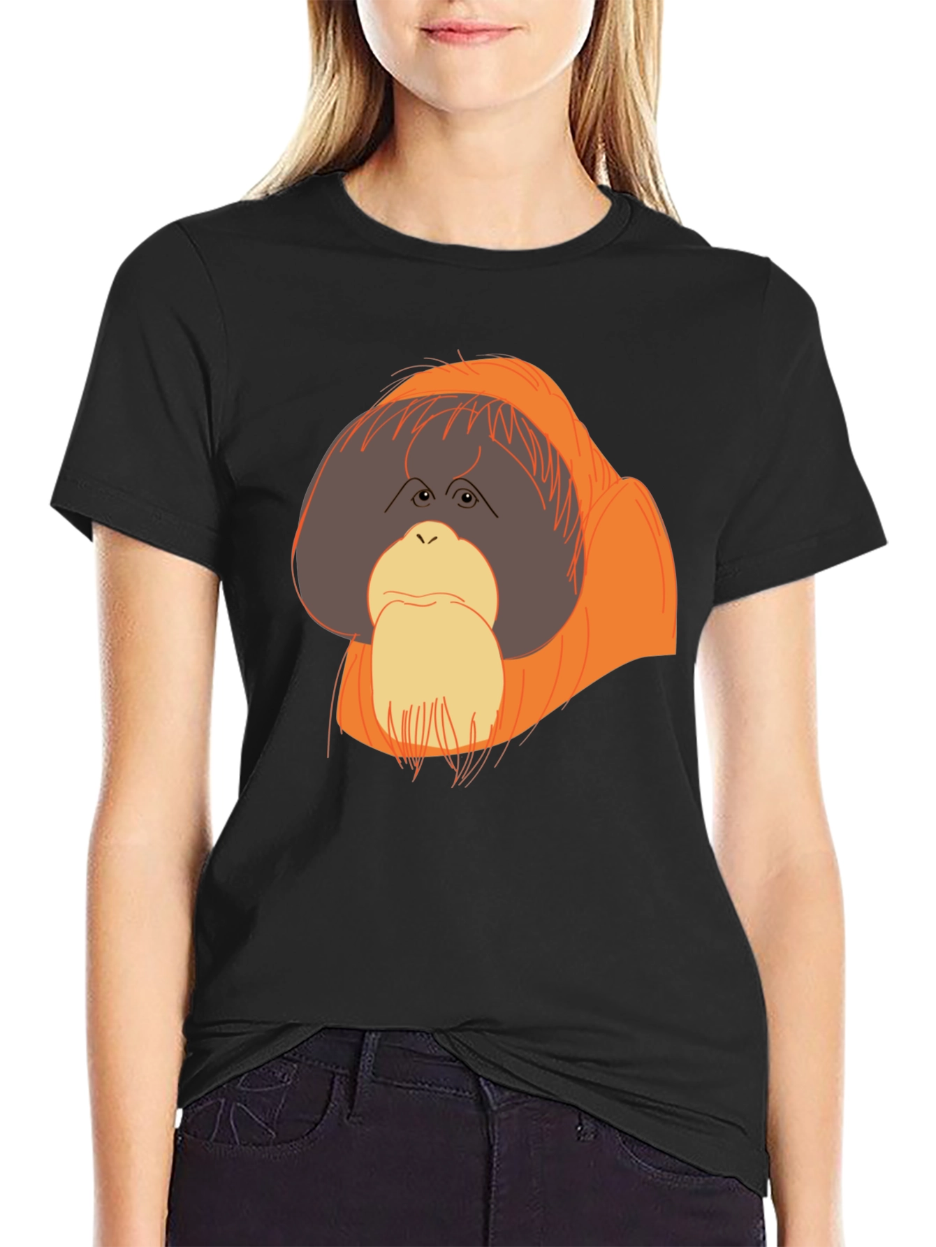 Orangutan Graphic T-Shirt - Black Crew Neck Tee