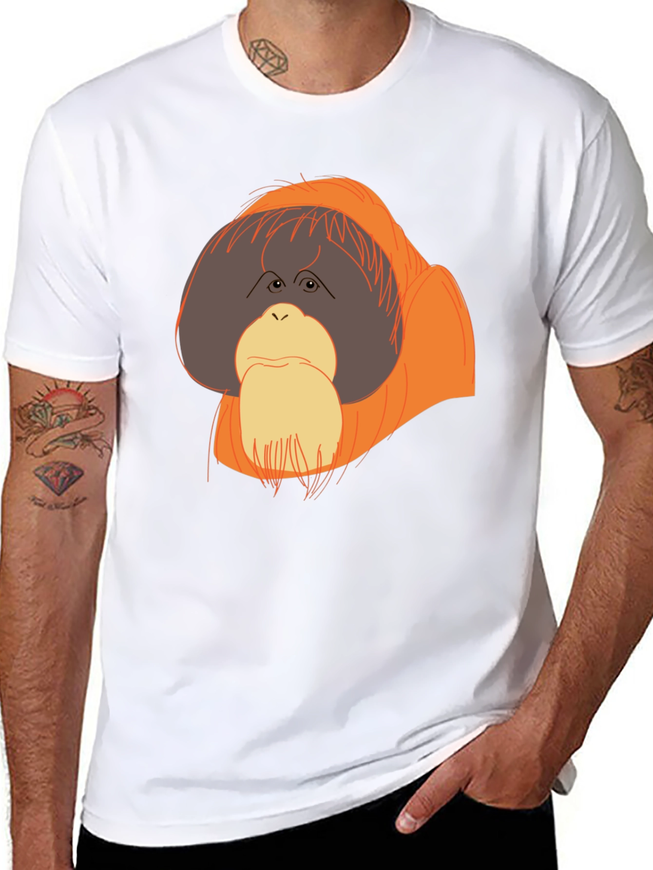 Orangutan Graphic T-Shirt - Black Crew Neck Tee
