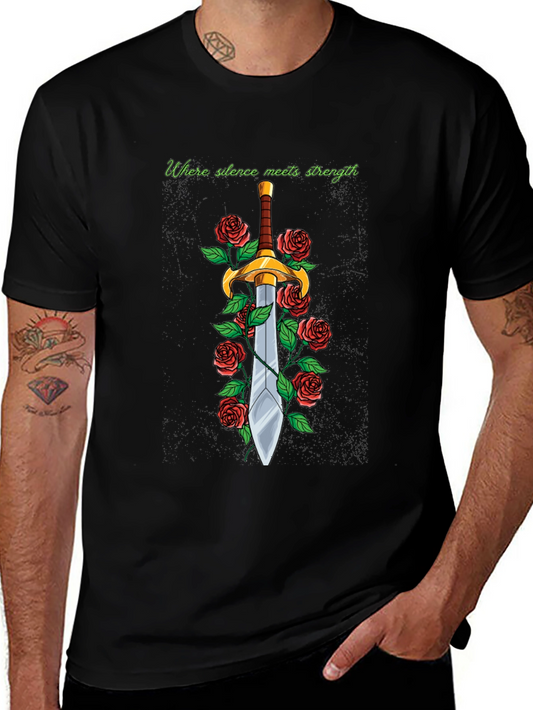 Sword and Roses Graphic Tee - Silence Meets Strength