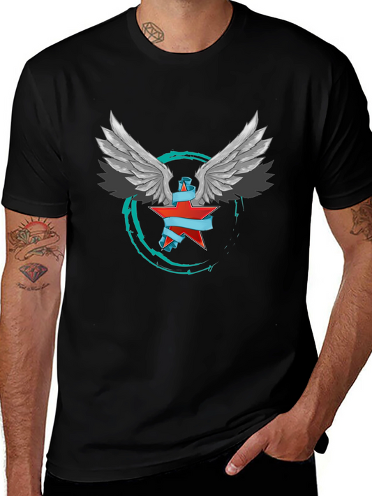 Winged Star Graphic T-Shirt - Edgy Design