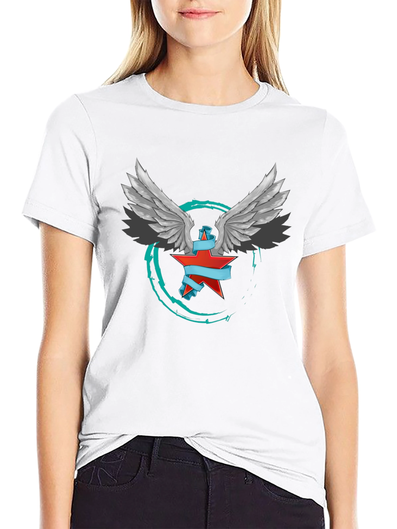 Winged Star Graphic T-Shirt - Edgy Design