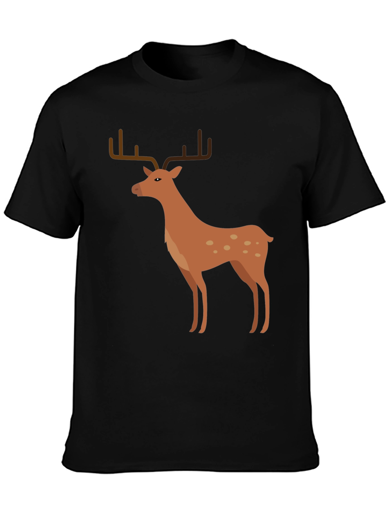 Mens Black T-Shirt with Deer Graphic
