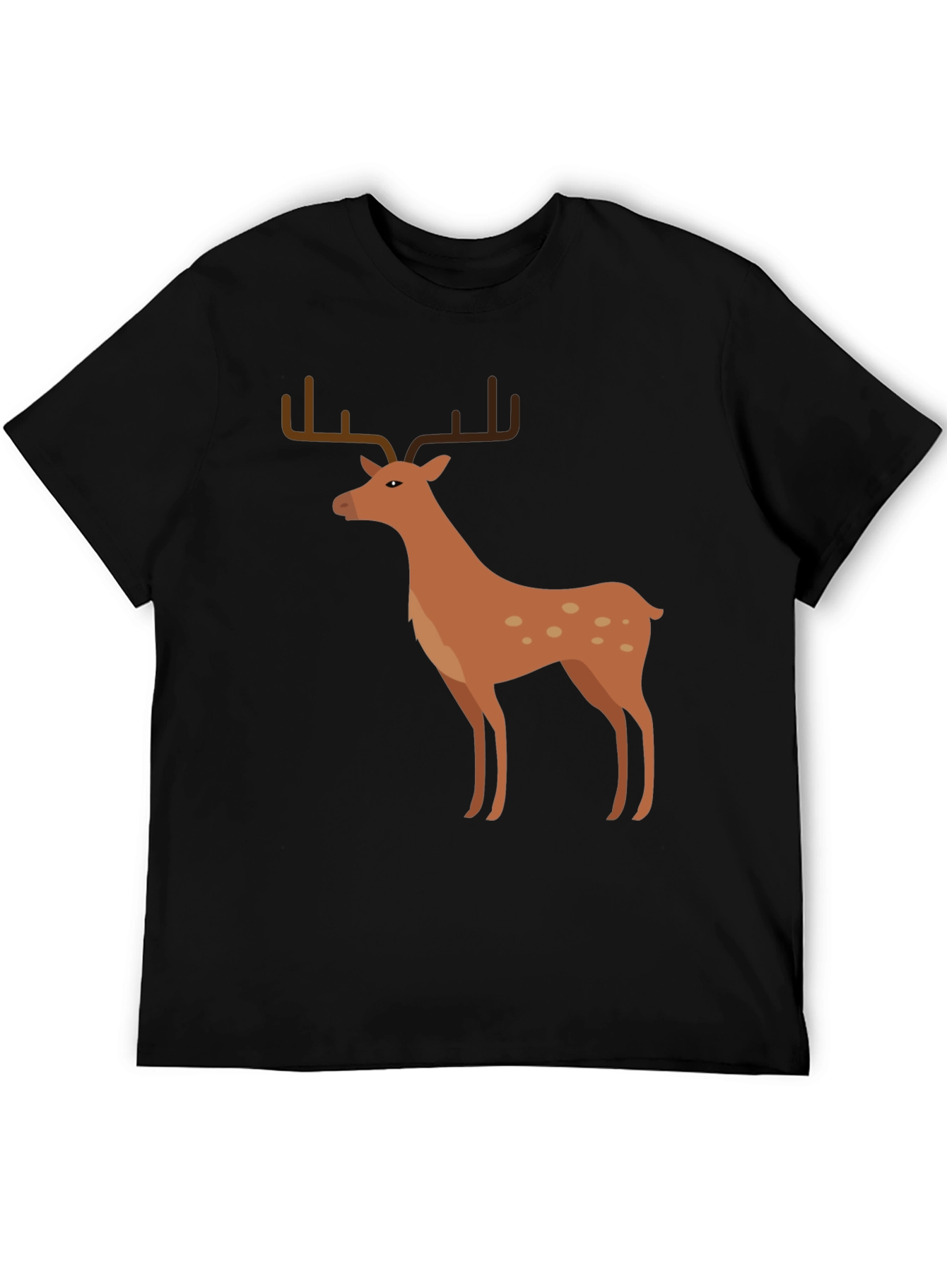 Mens Black T-Shirt with Deer Graphic