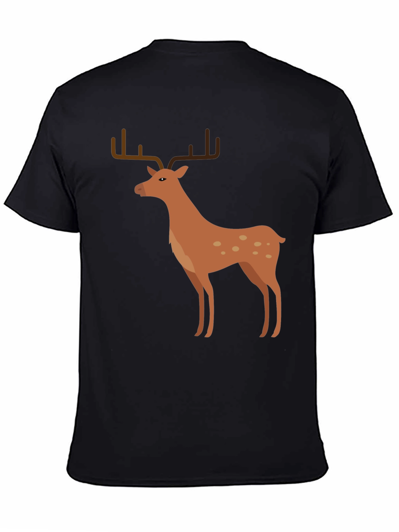 Mens Black T-Shirt with Deer Graphic