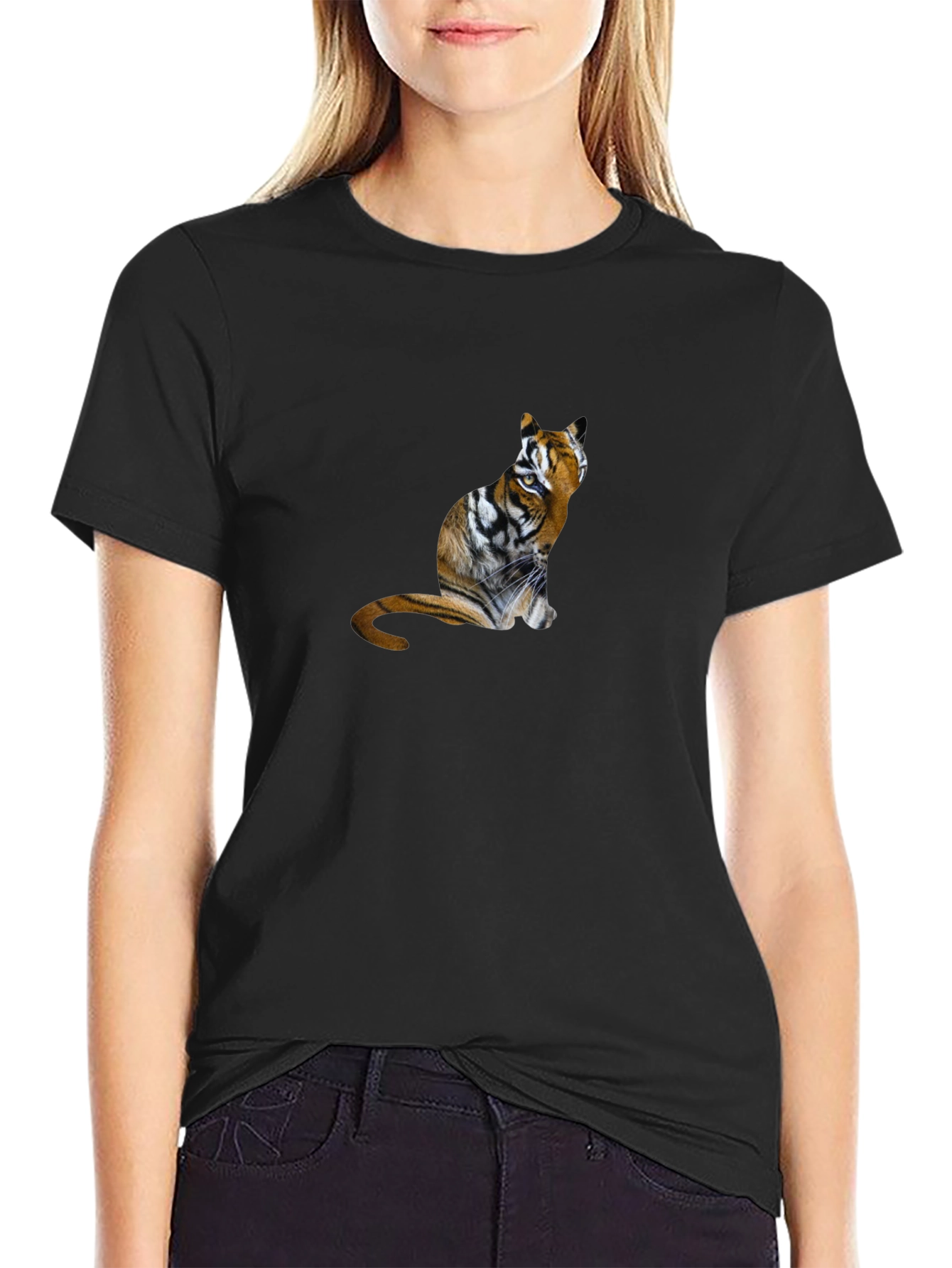 Tiger Cat Graphic T-Shirt - Unisex Black Tee