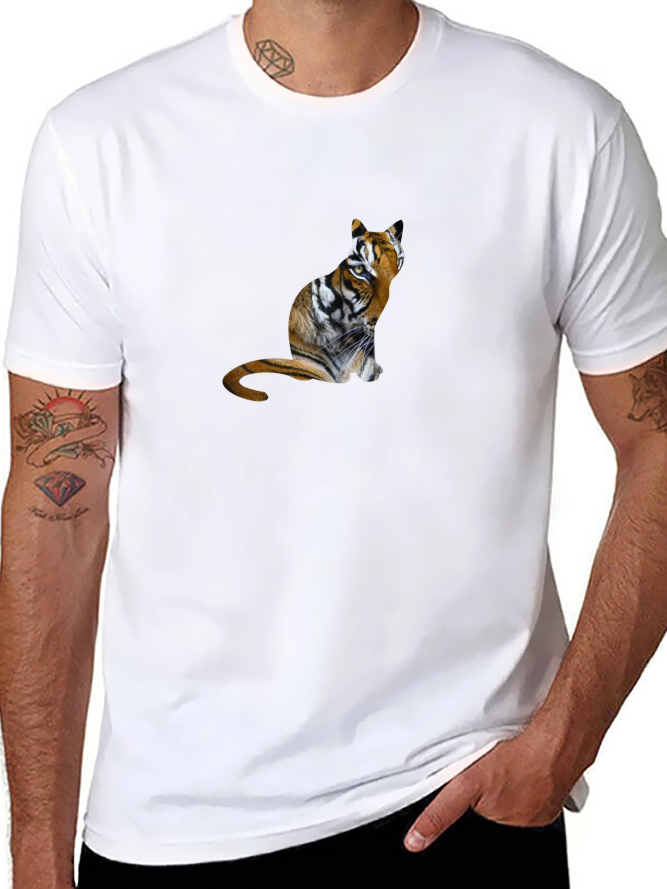 Tiger Cat Graphic T-Shirt - Unisex Black Tee