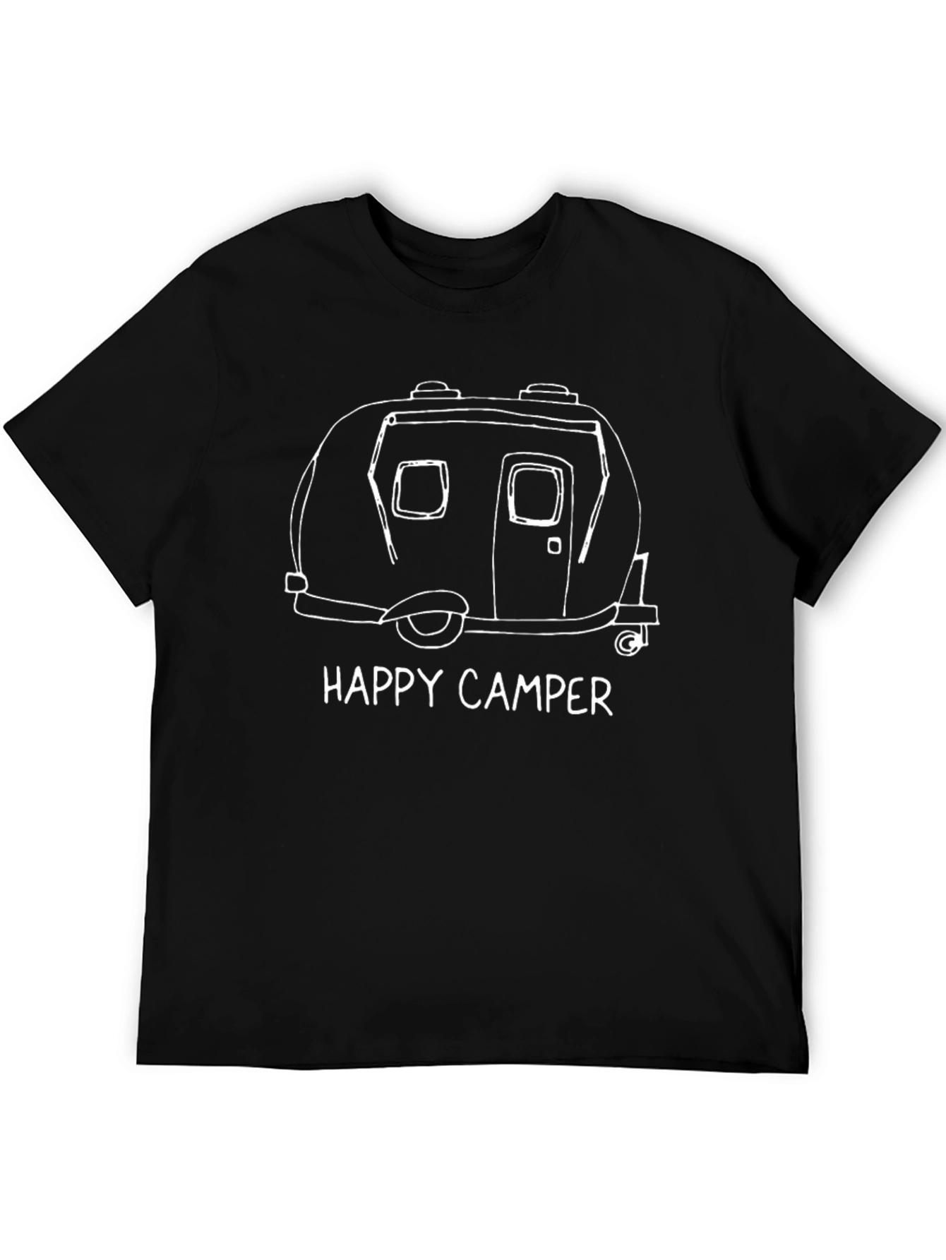 Happy Camper Graphic Tee - Black Cotton T-Shirt