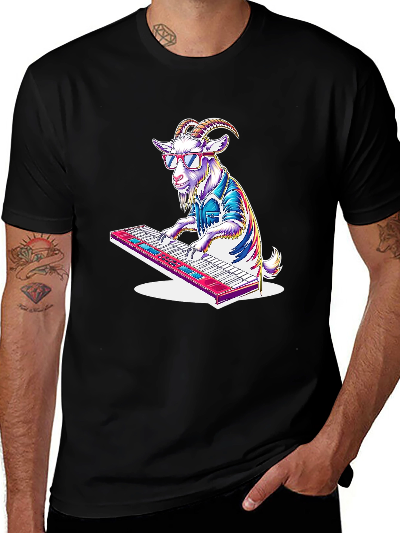 Goat Keyboardist Graphic T-Shirt