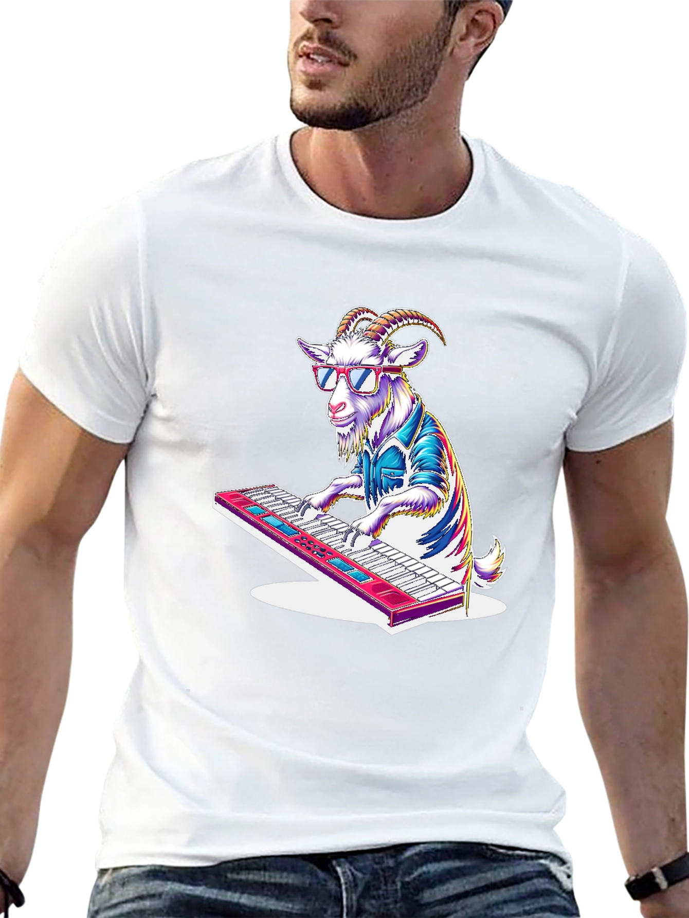 Goat Keyboardist Graphic T-Shirt