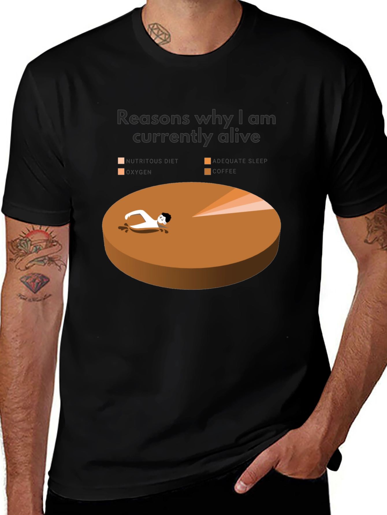 Reasons Im Alive T-Shirt Funny Pie Chart Graphic Tee