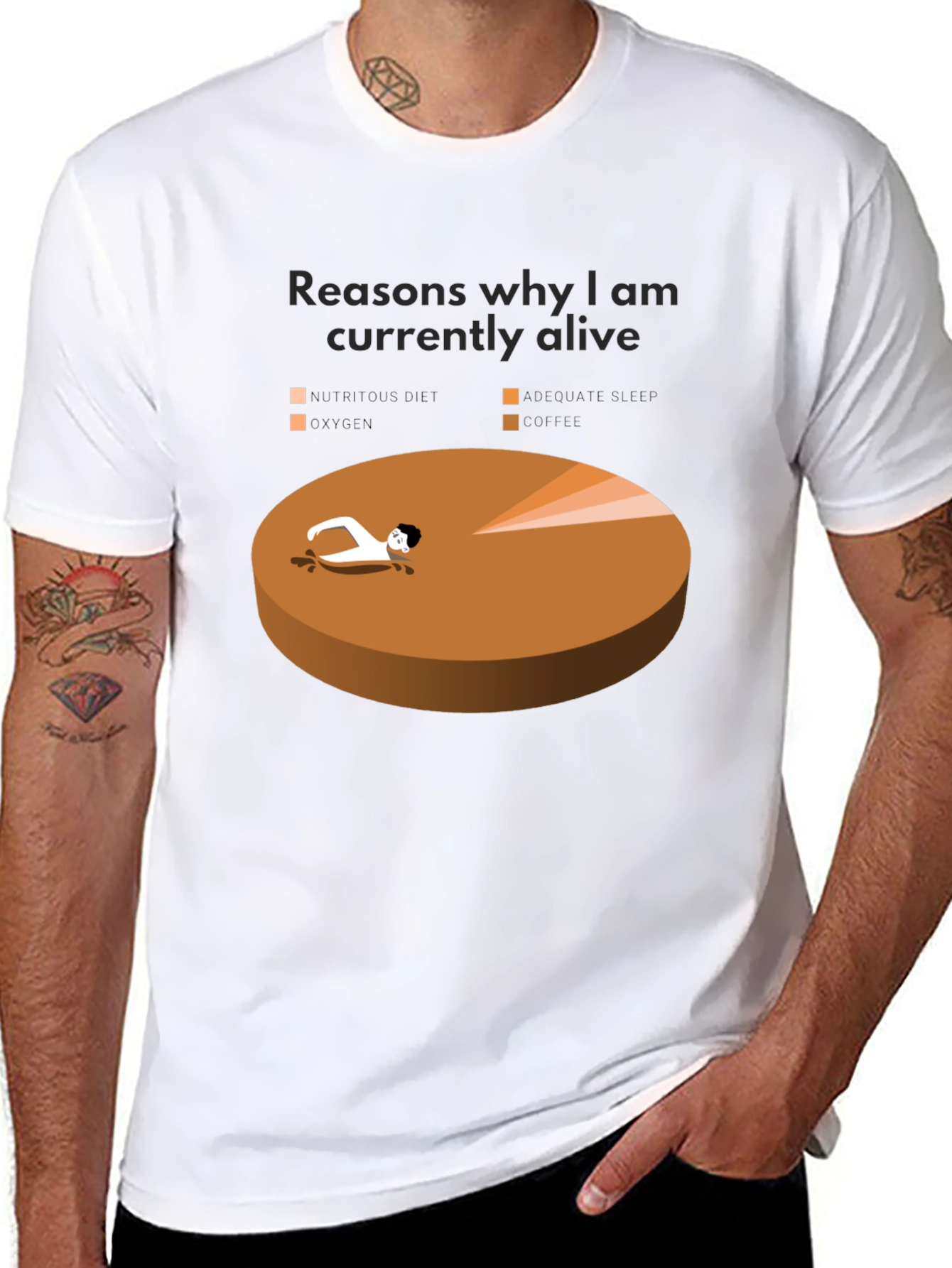 Reasons Im Alive T-Shirt Funny Pie Chart Graphic Tee