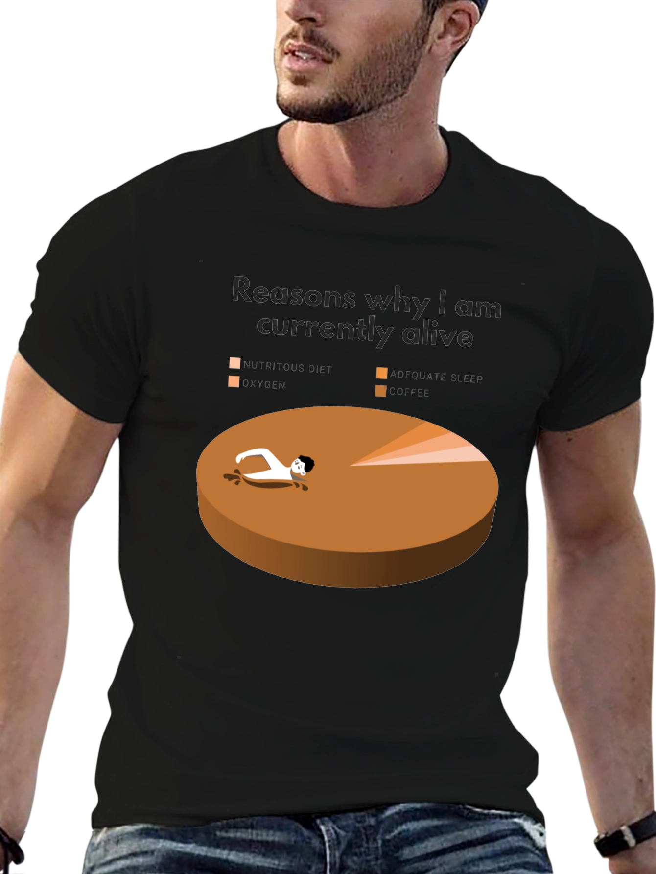 Reasons Im Alive T-Shirt Funny Pie Chart Graphic Tee