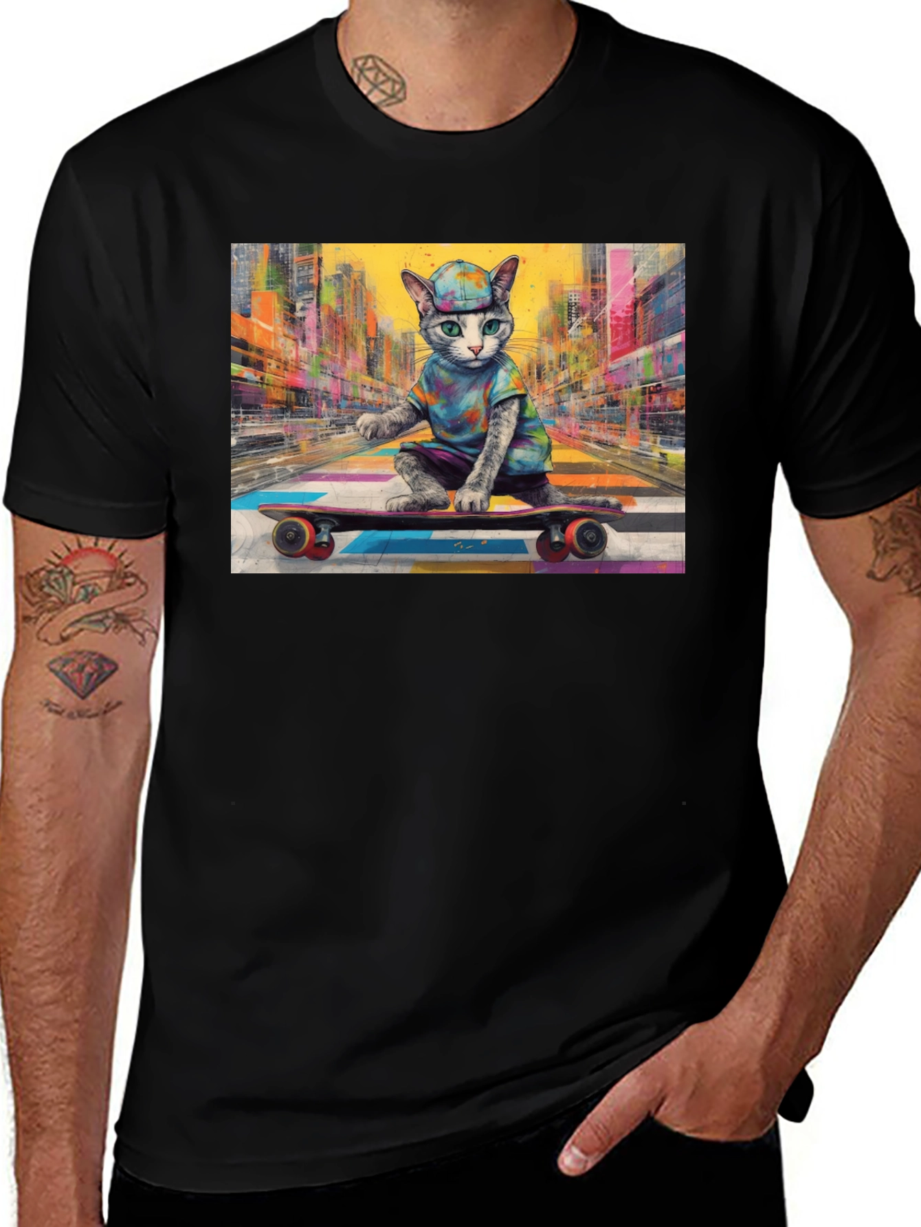 Cool Cat Skateboarder T-Shirt