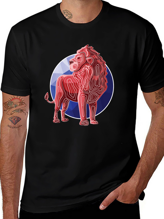 Geometric Lion Graphic Tee - Modern Style