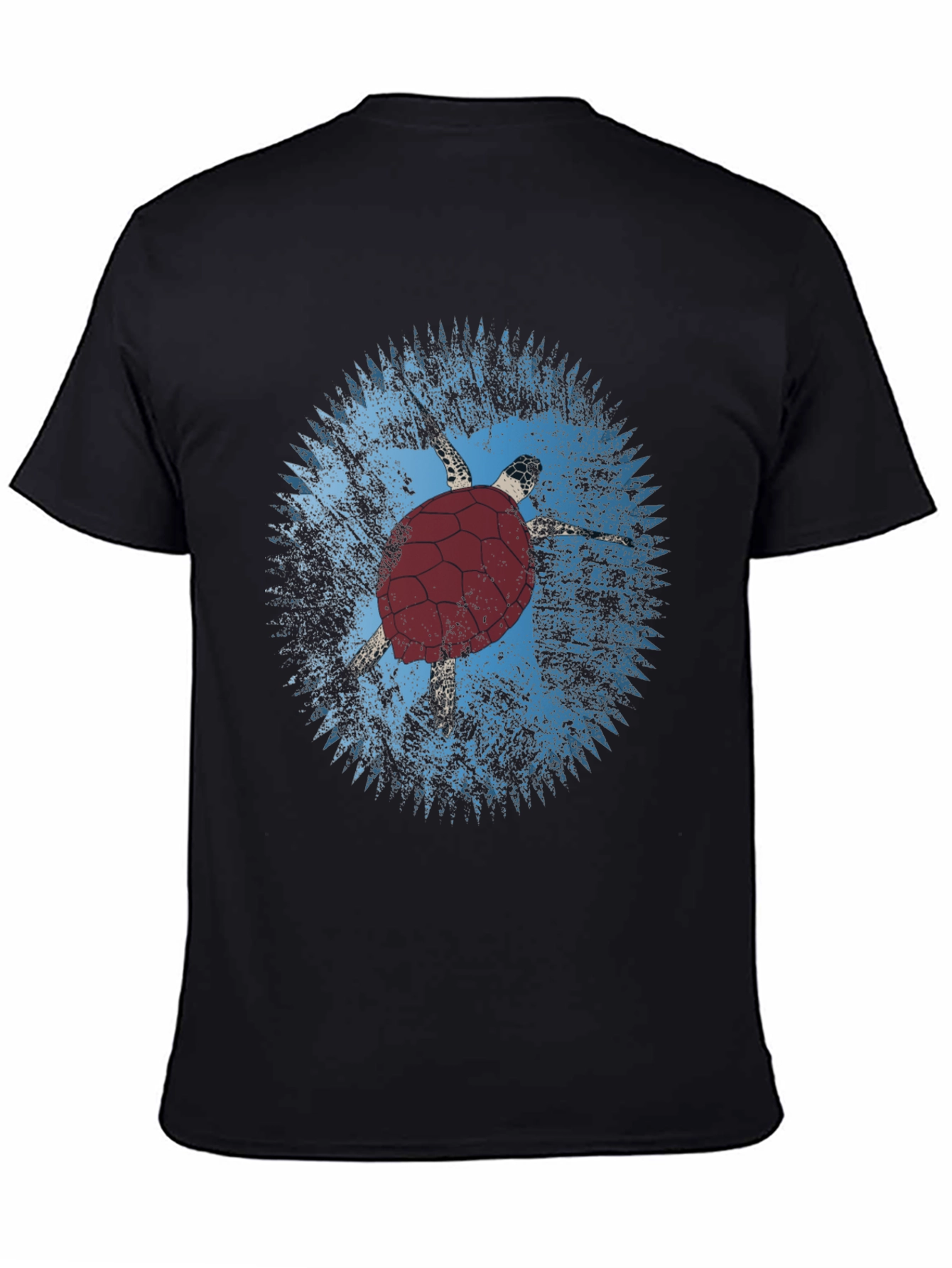 Turtle Graphic Tee - Black Cotton Casual Shirt