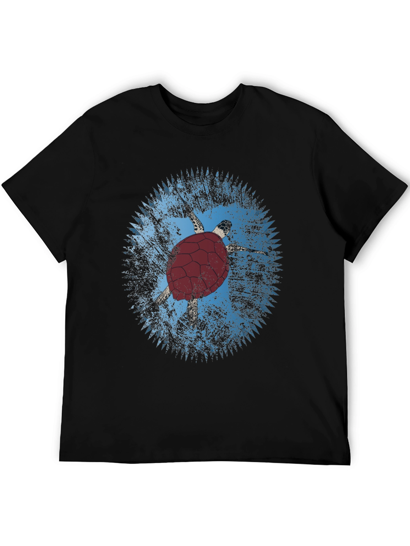 Turtle Graphic Tee - Black Cotton Casual Shirt
