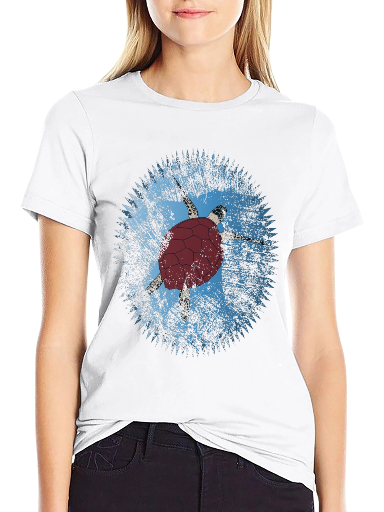 Turtle Graphic Tee - Black Cotton Casual Shirt