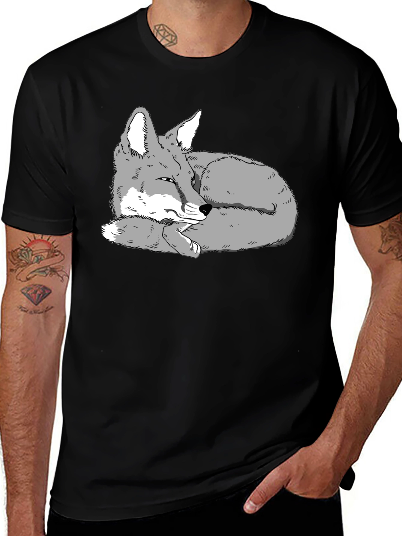 Cool Fox Graphic Black T-Shirt