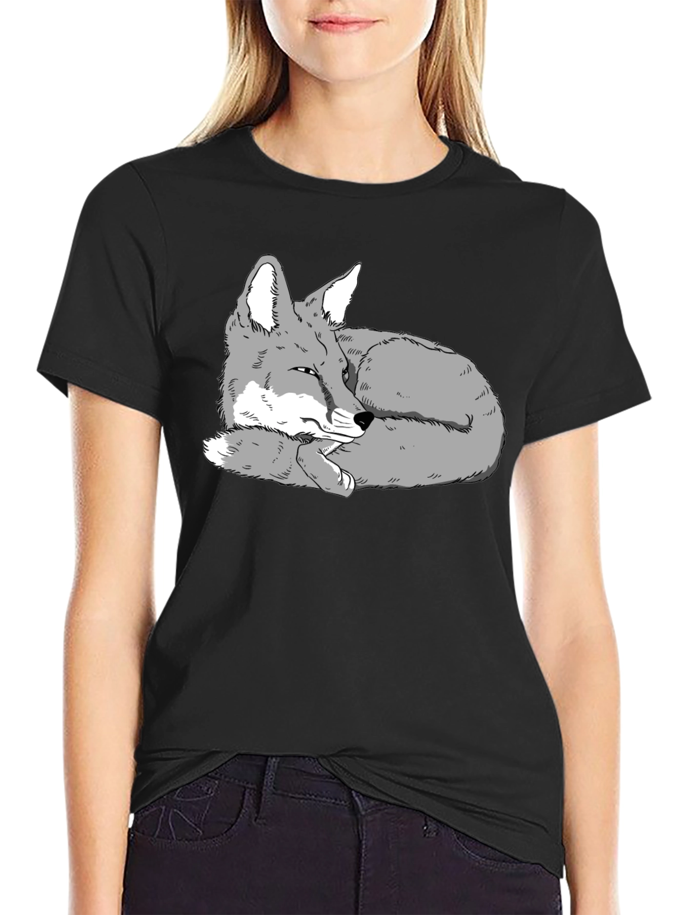 Cool Fox Graphic Black T-Shirt