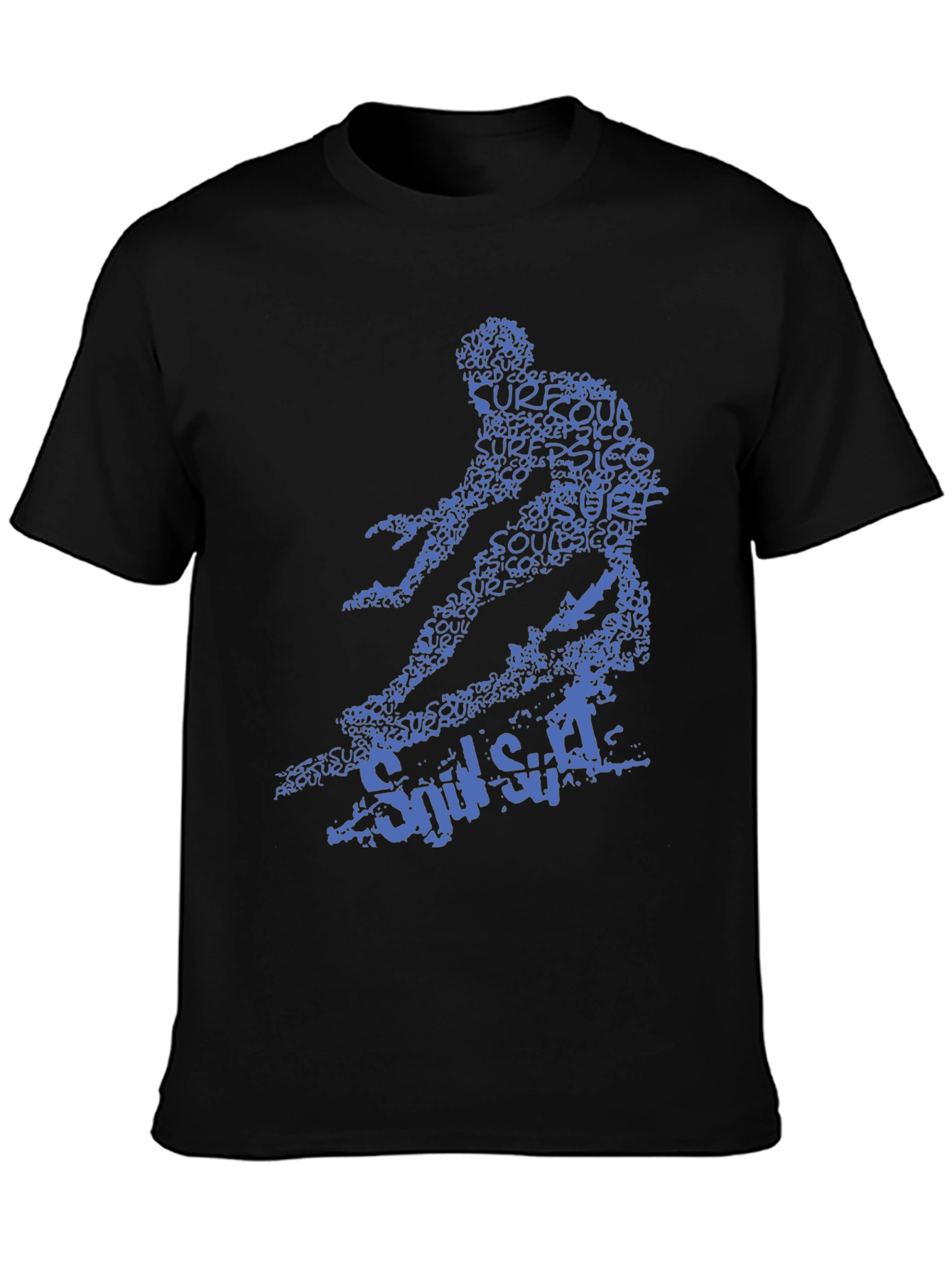 Surf Style Graphic Tee - Black Cotton T-Shirt
