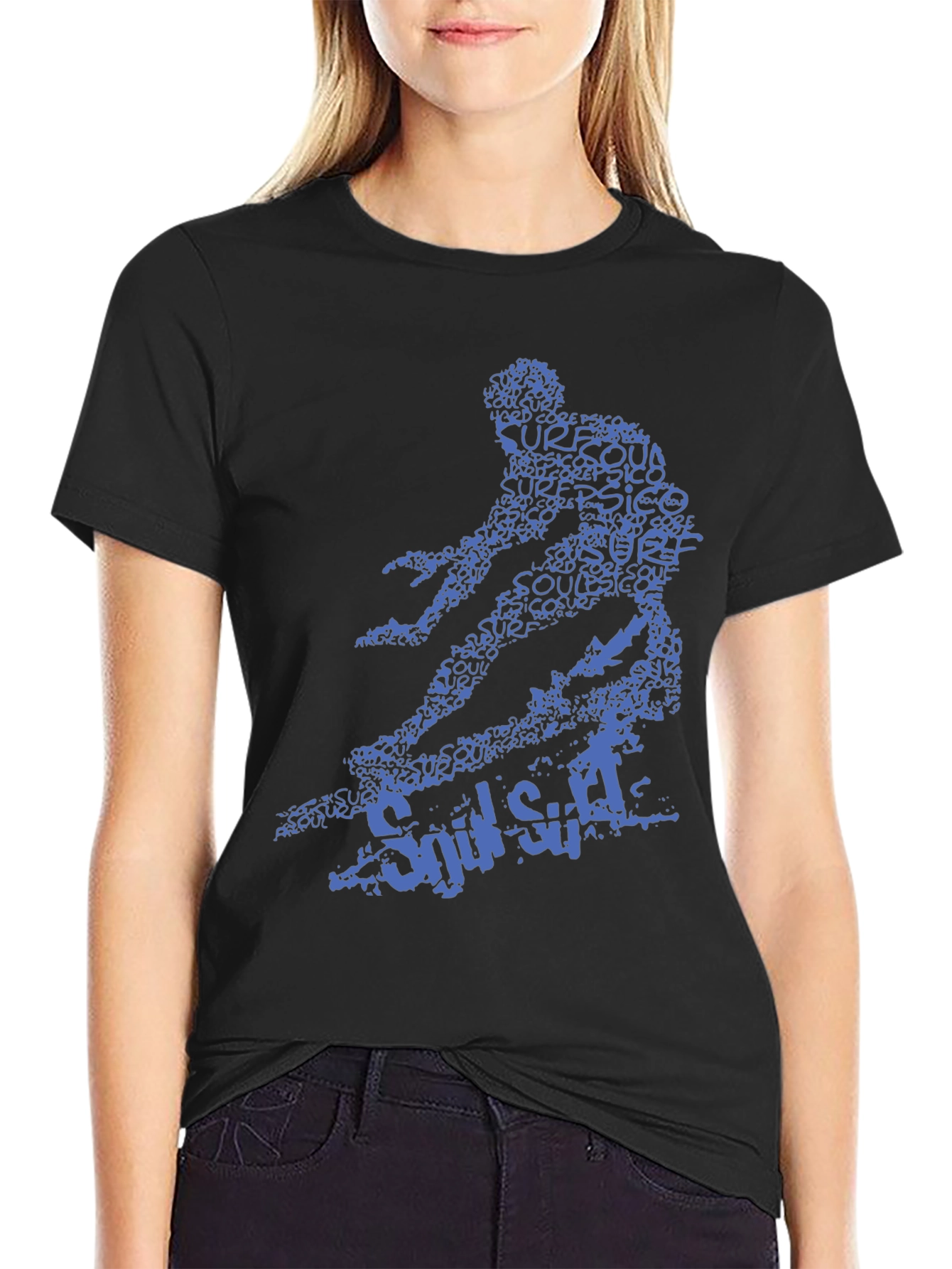 Surf Style Graphic Tee - Black Cotton T-Shirt