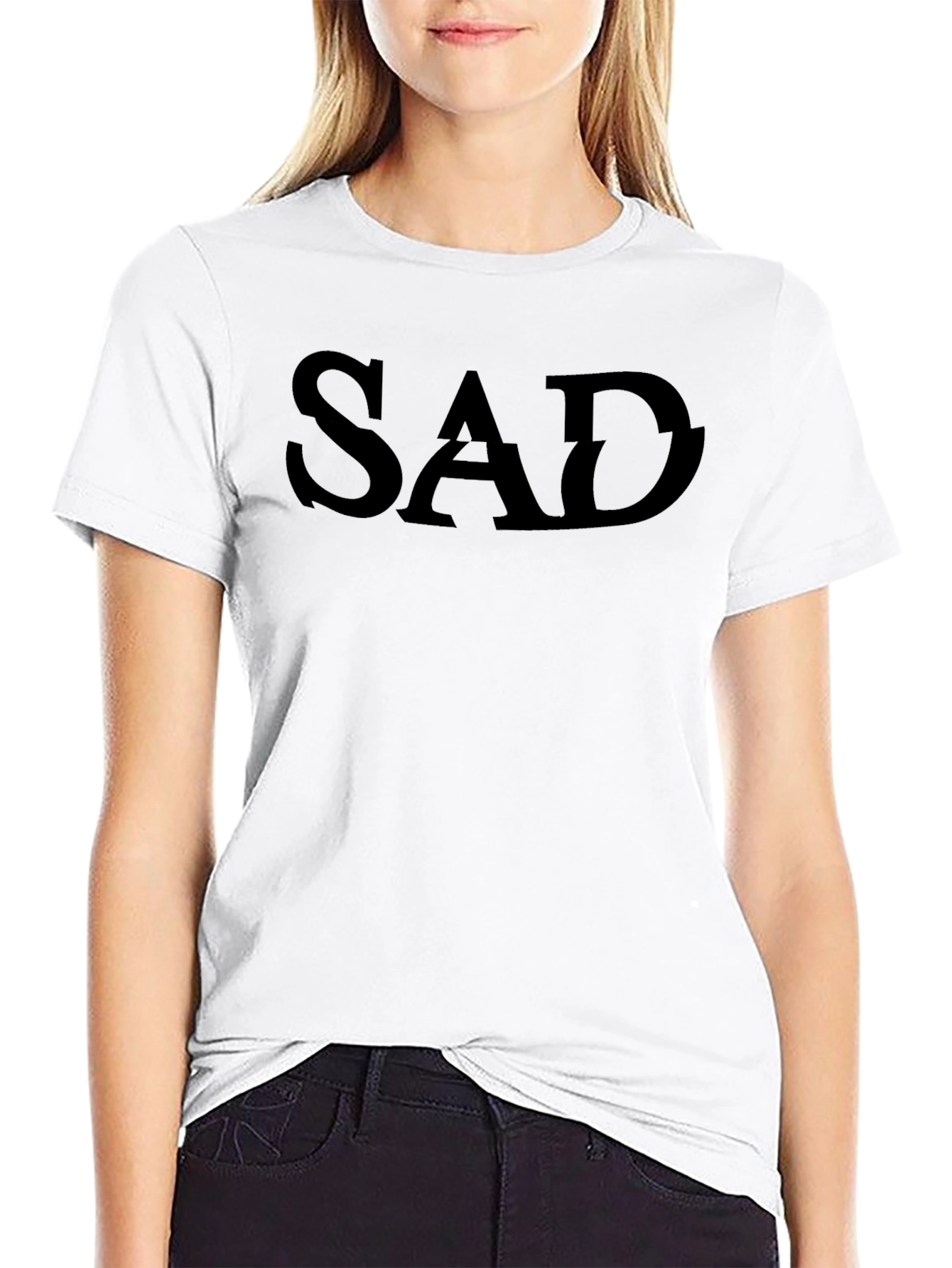 SAD Graphic Print Black T-Shirt - Mens Casual Tee