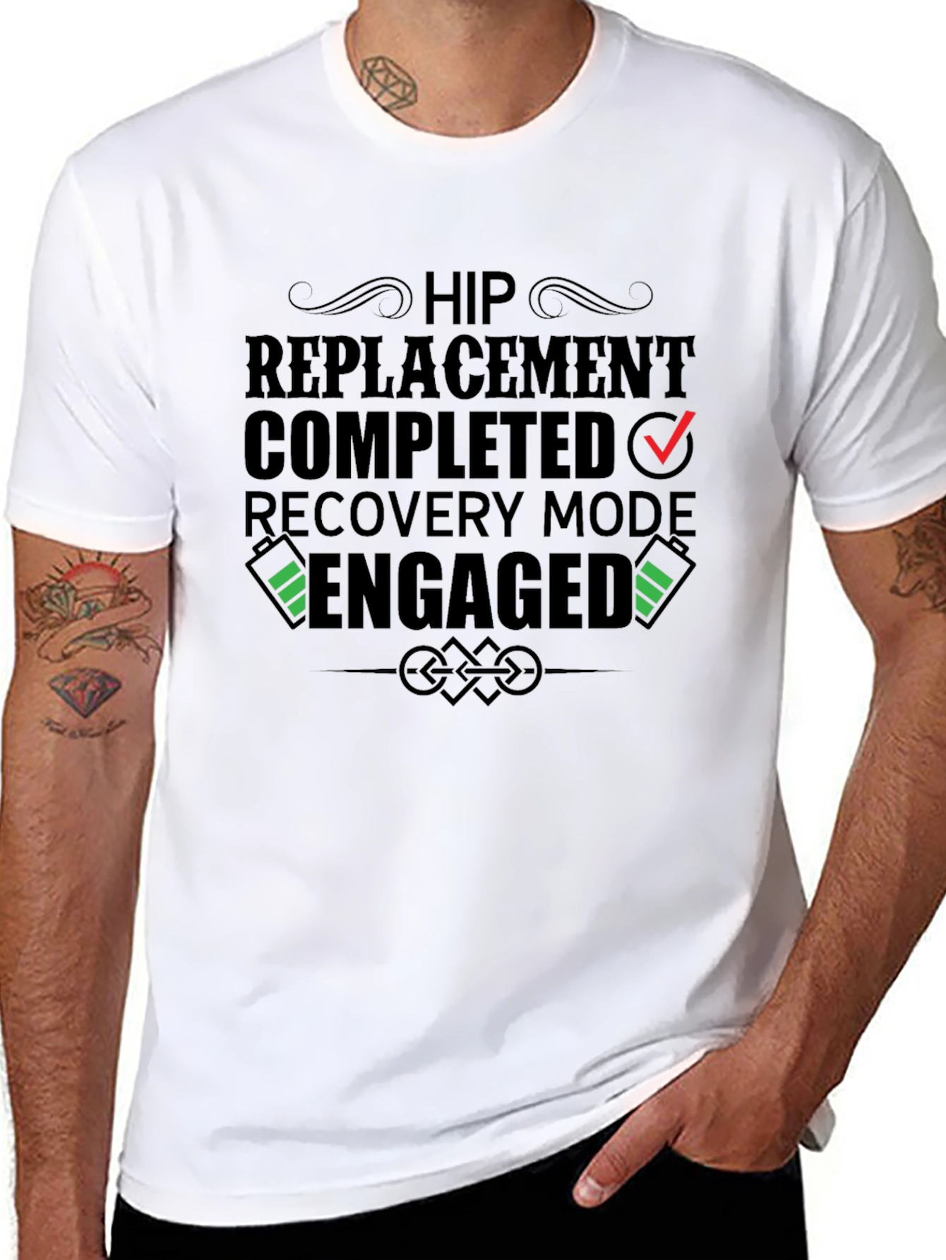 Hip Replacement Recovery Mode Engaged Black T-Shirt