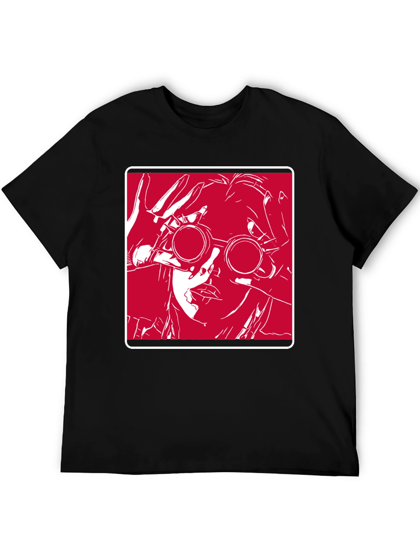 Graphic T-Shirt - Red & White Design on Black