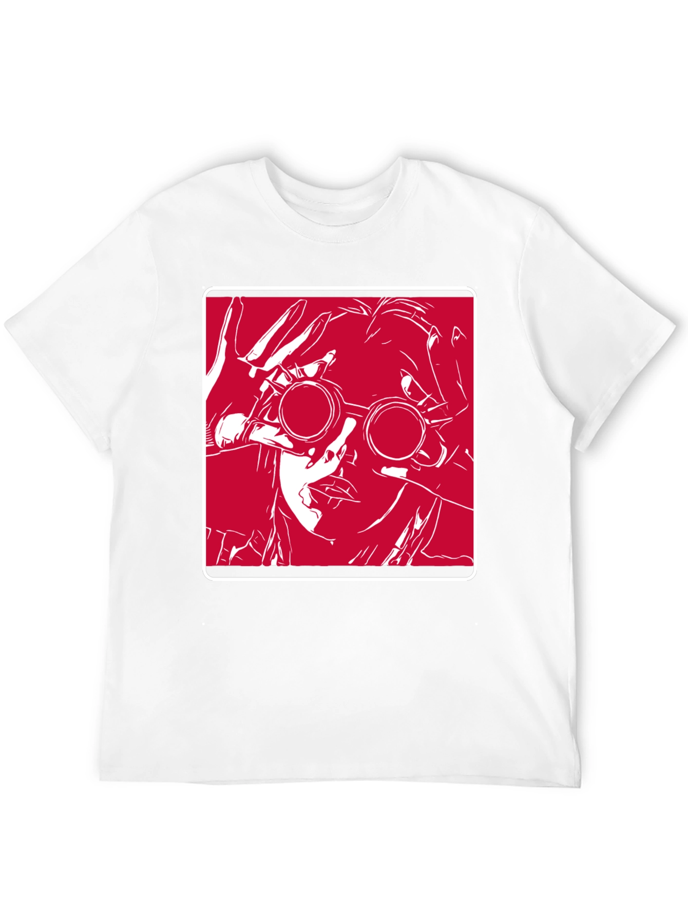 Graphic T-Shirt - Red & White Design on Black