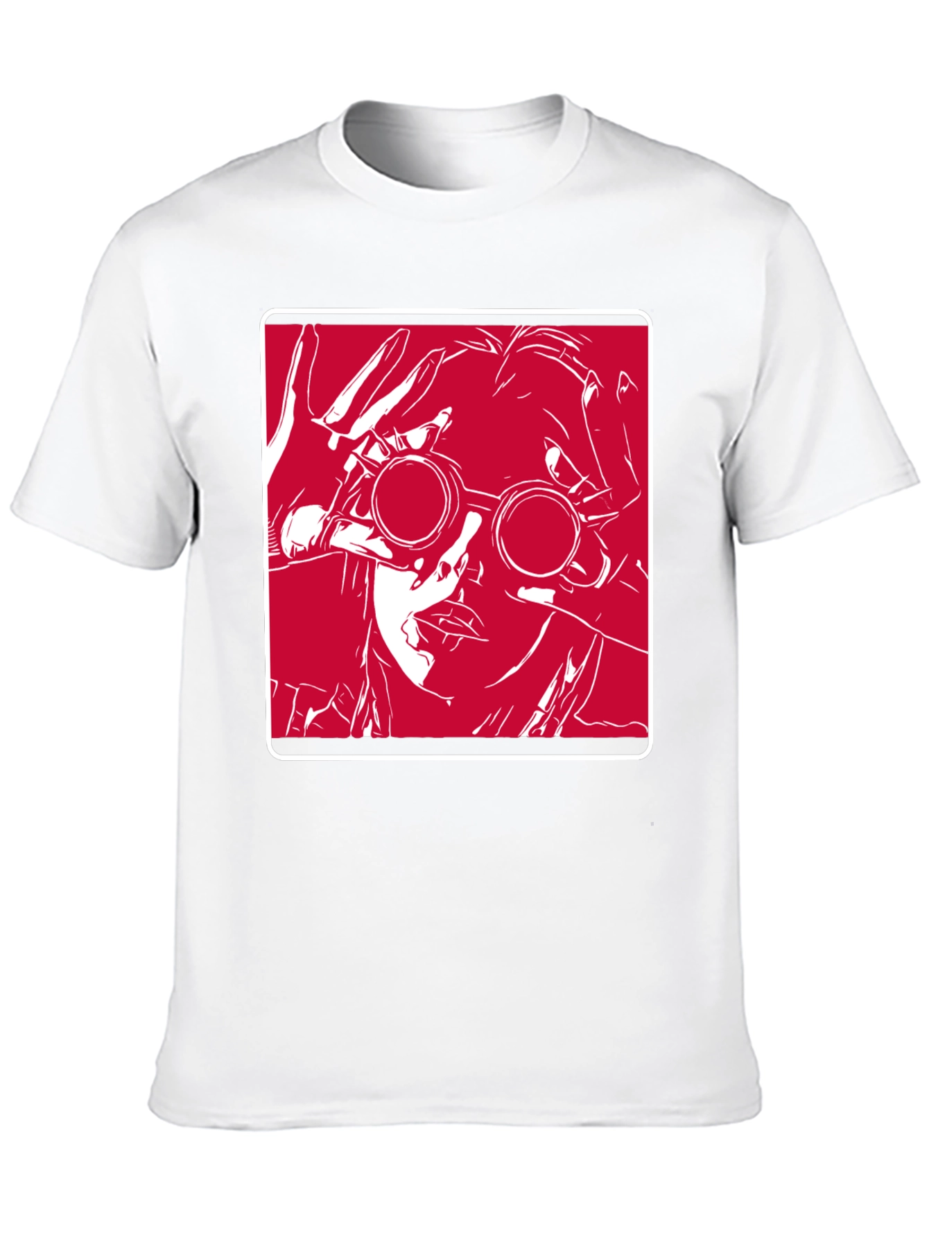Graphic T-Shirt - Red & White Design on Black