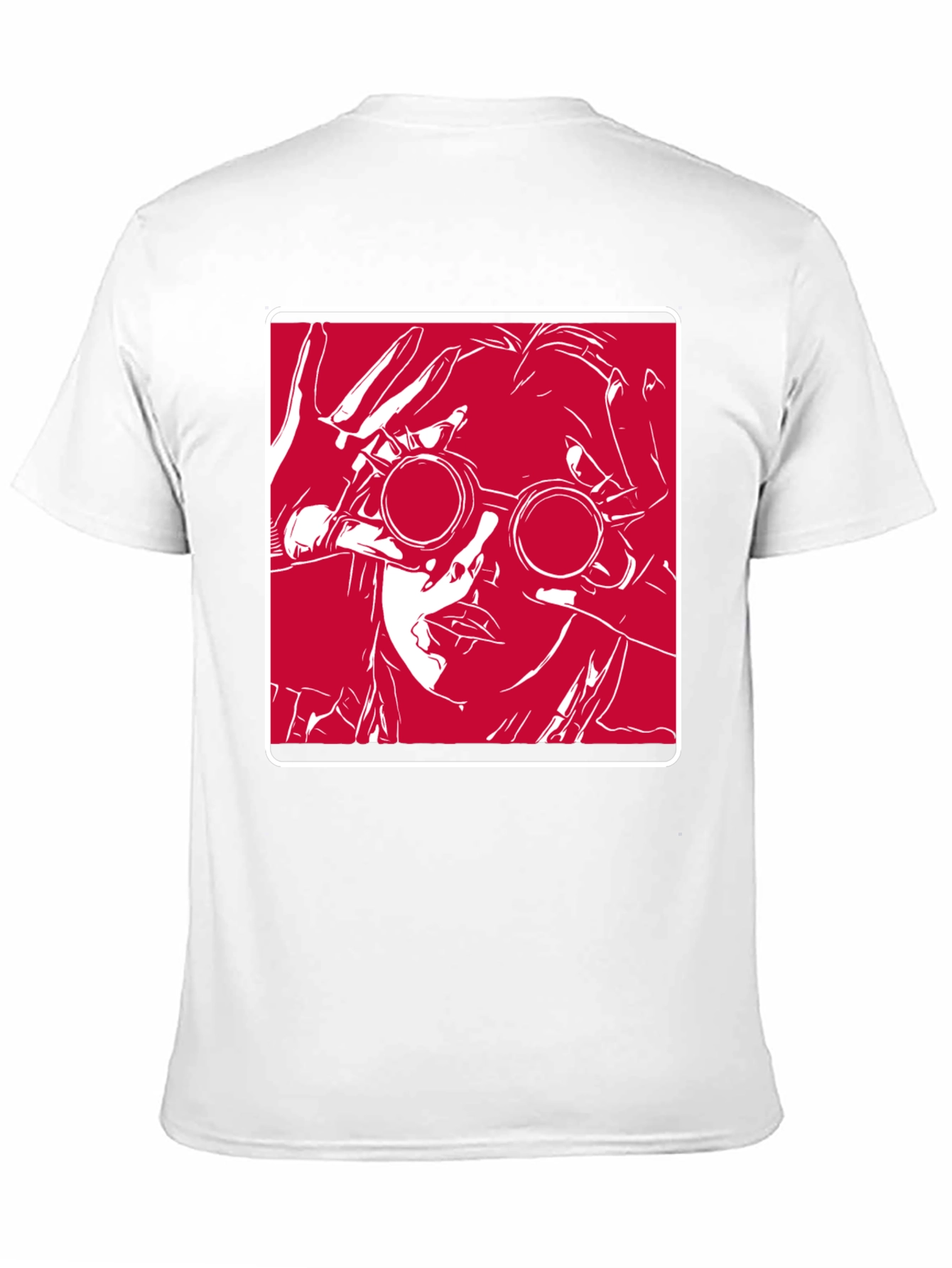 Graphic T-Shirt - Red & White Design on Black