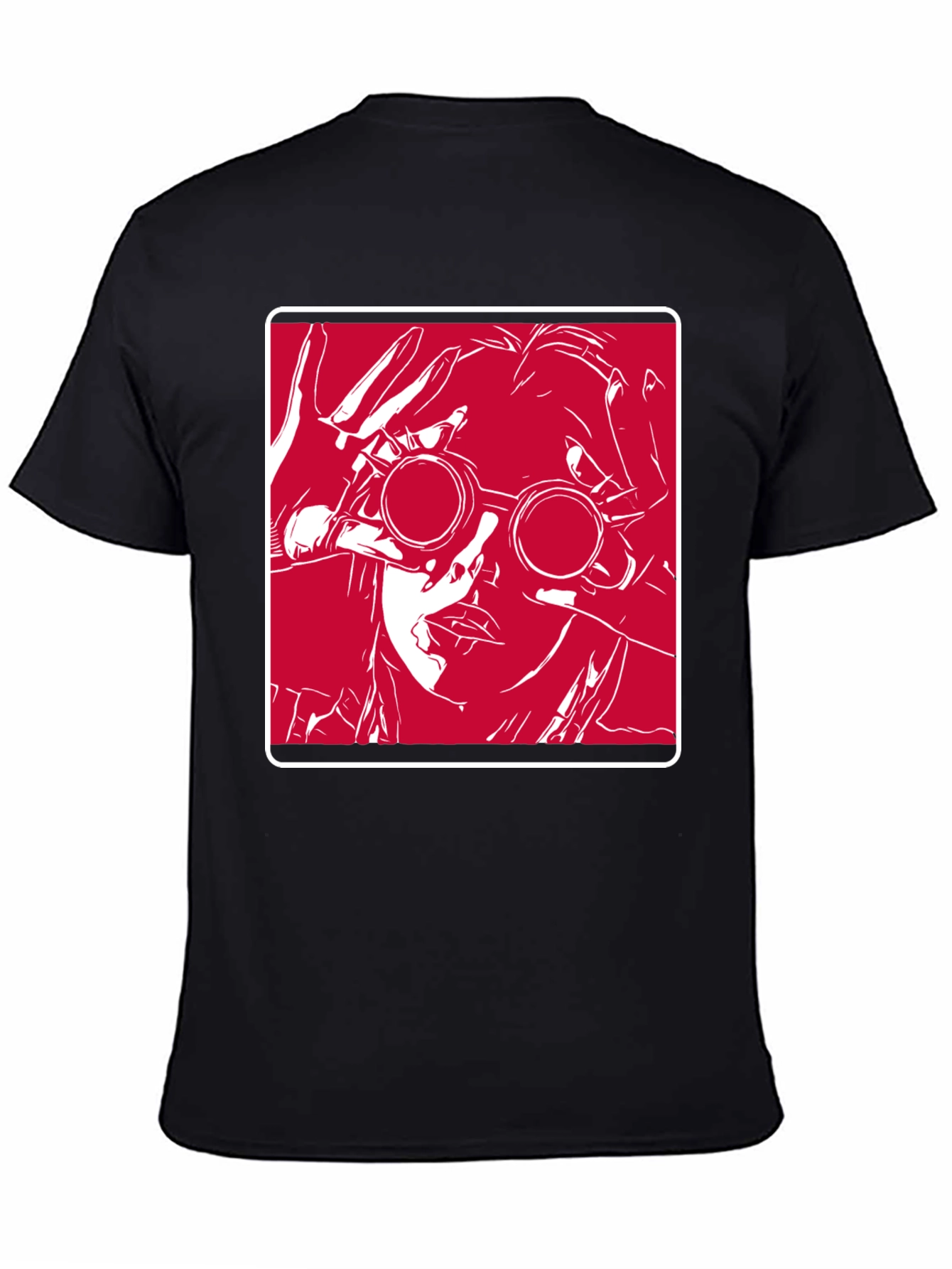 Graphic T-Shirt - Red & White Design on Black