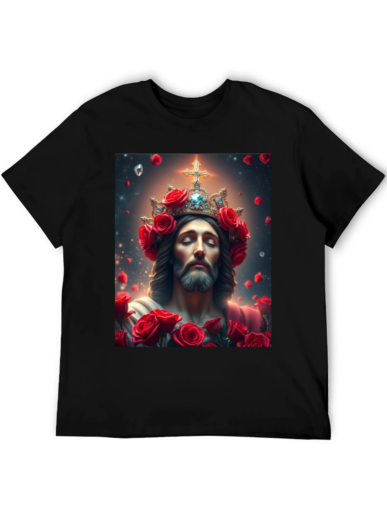Jesus with Roses Graphic T-Shirt - Divine Apparel