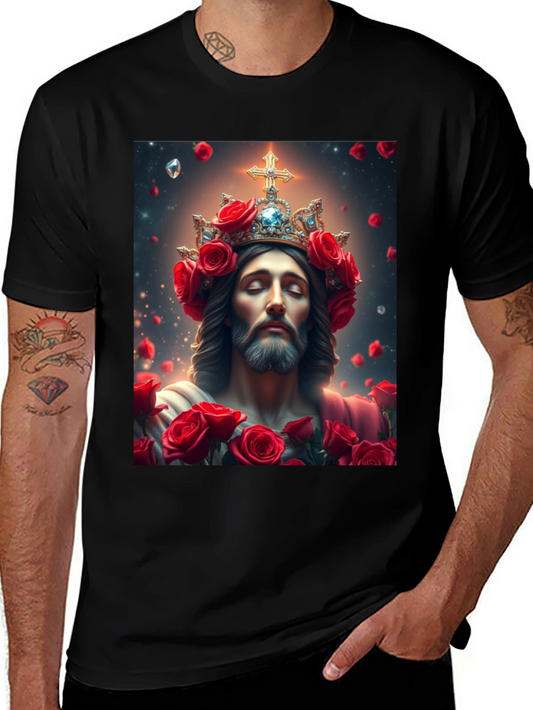 Jesus with Roses Graphic T-Shirt - Divine Apparel