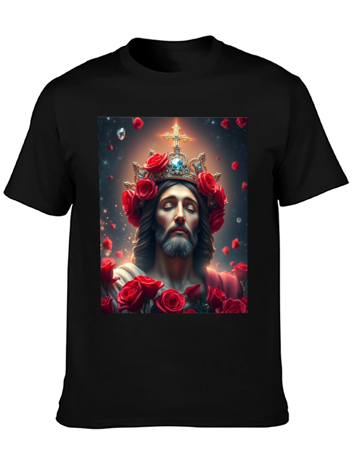 Jesus with Roses Graphic T-Shirt - Divine Apparel