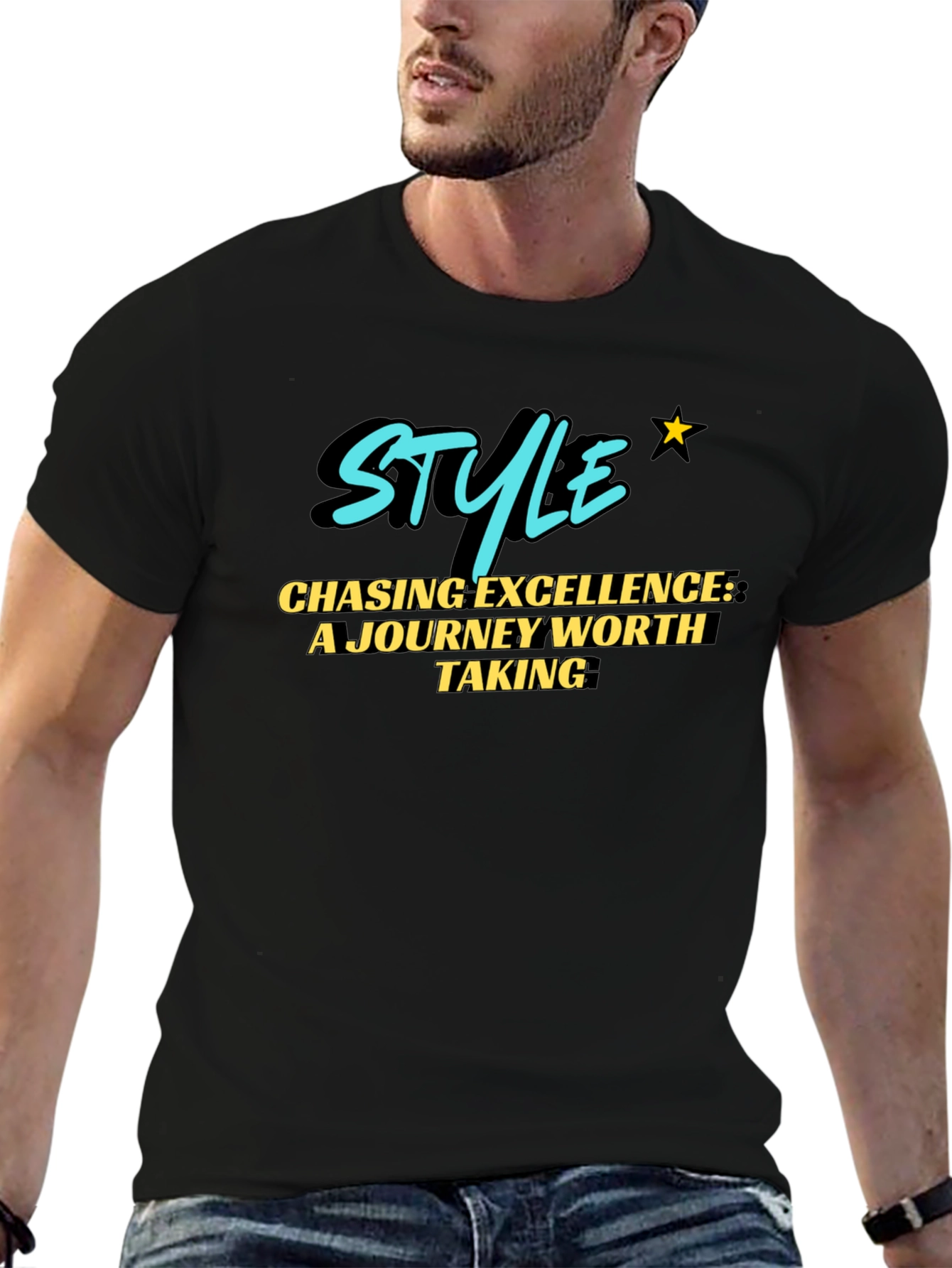 Stylish Black T-Shirt: Chasing Excellence