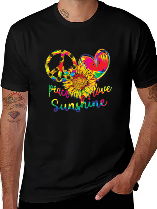Peace Love Sunshine T-Shirt - Black Cotton Tee