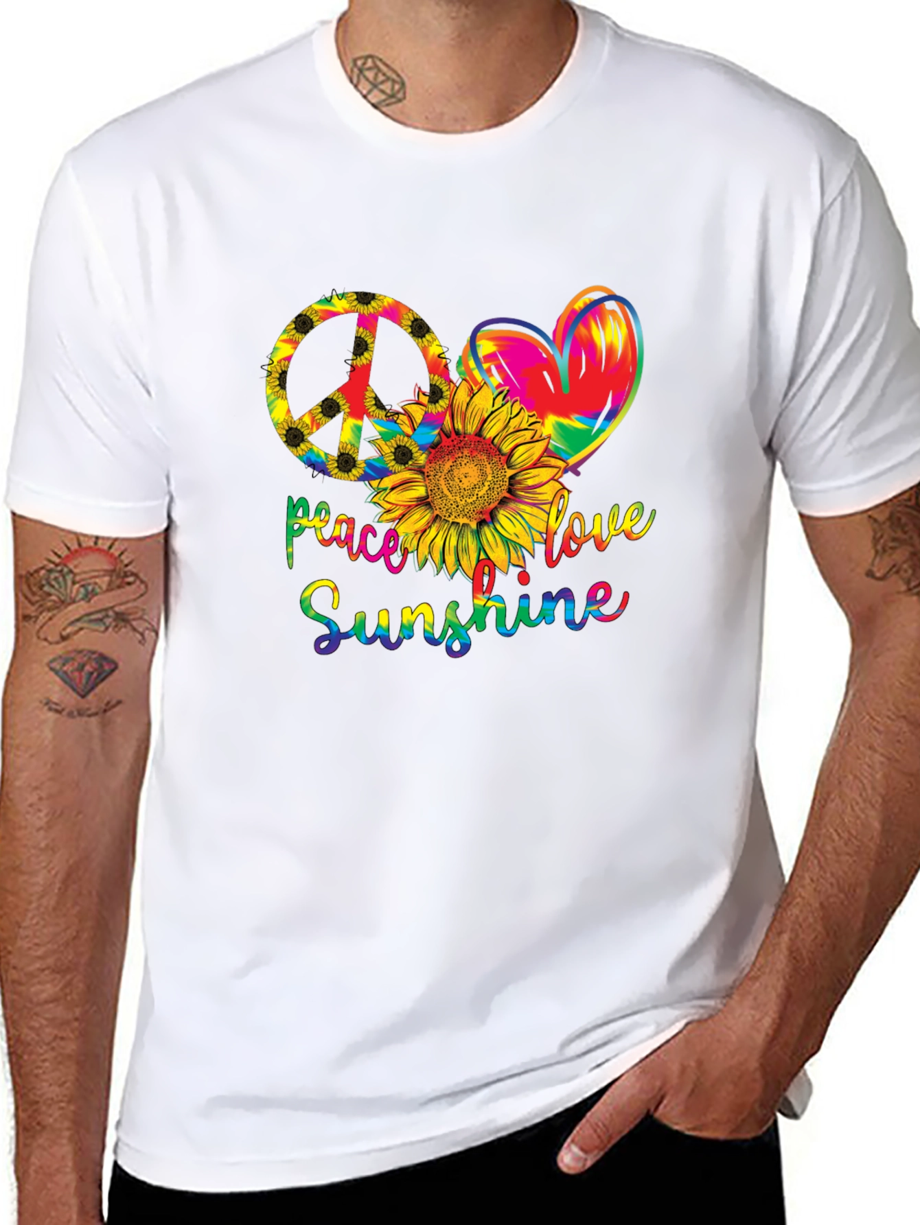Peace Love Sunshine T-Shirt - Black Cotton Tee