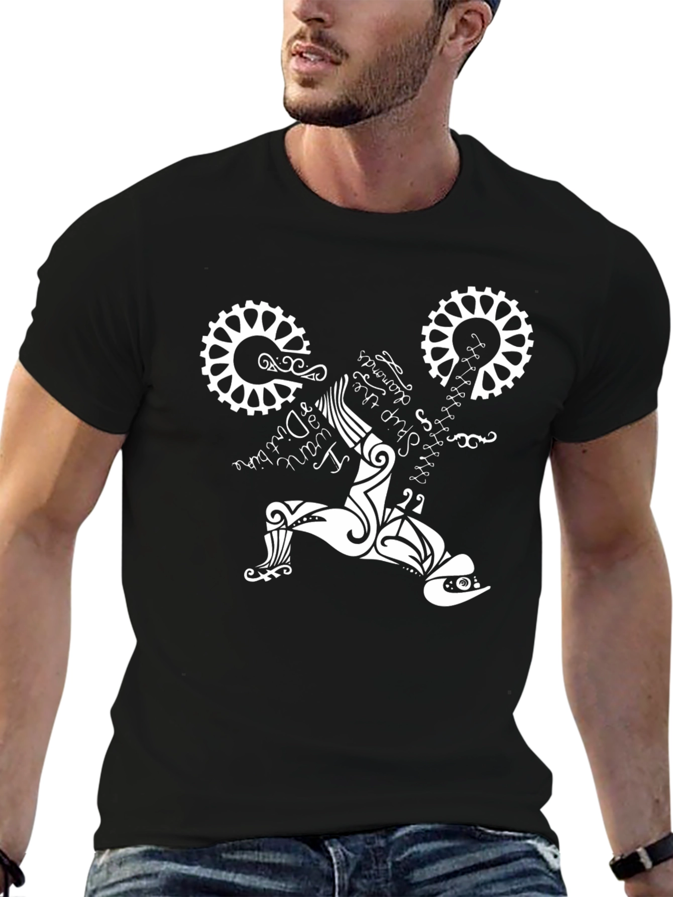 Black T-Shirt with Bike Design