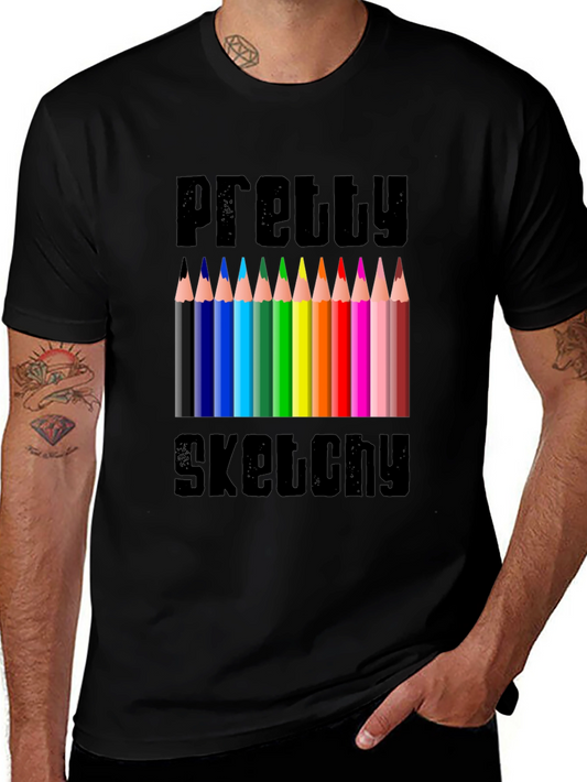 Pretty Sketchy Graphic Tee - Artistic Novelty T-Shirt