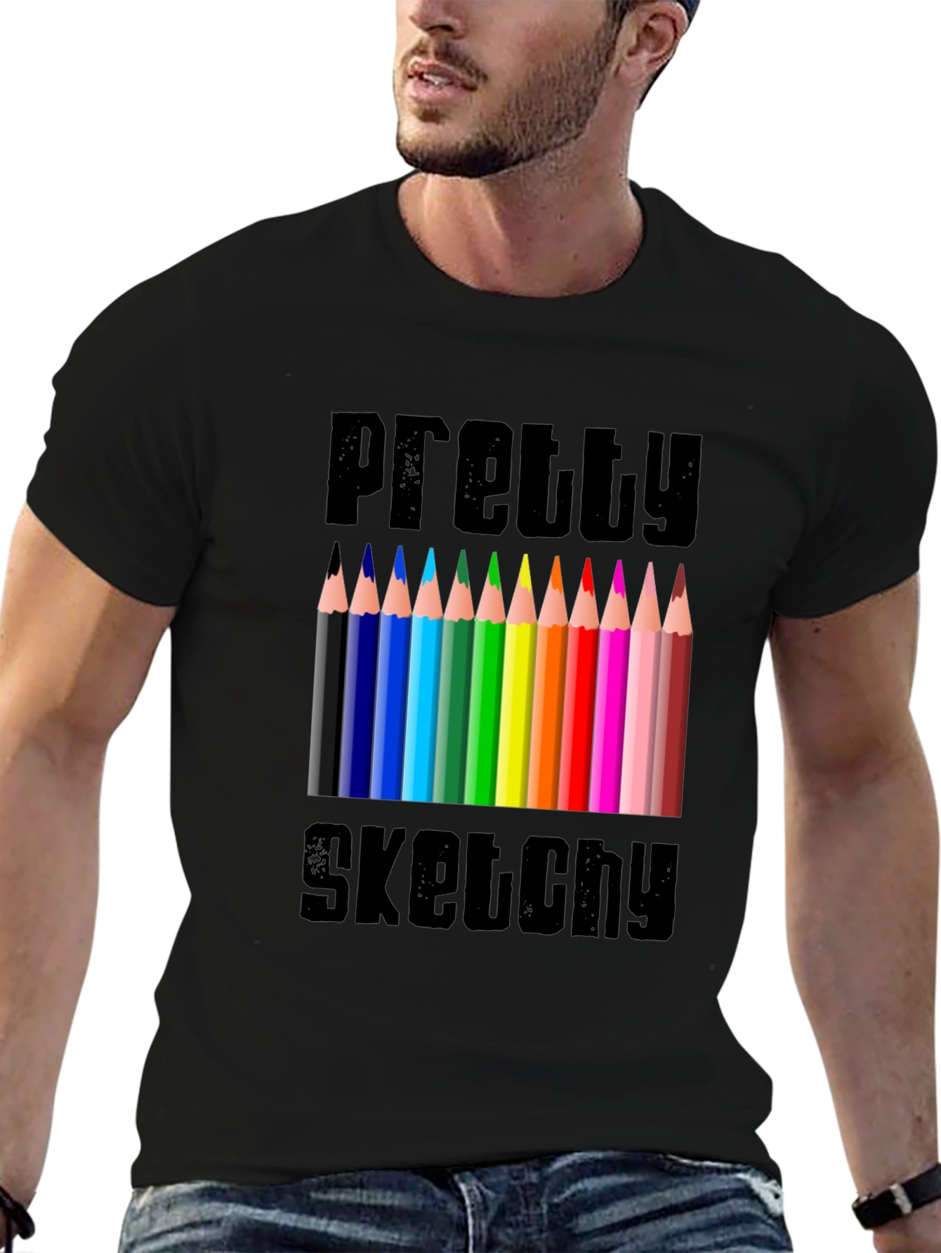 Pretty Sketchy Graphic Tee - Artistic Novelty T-Shirt