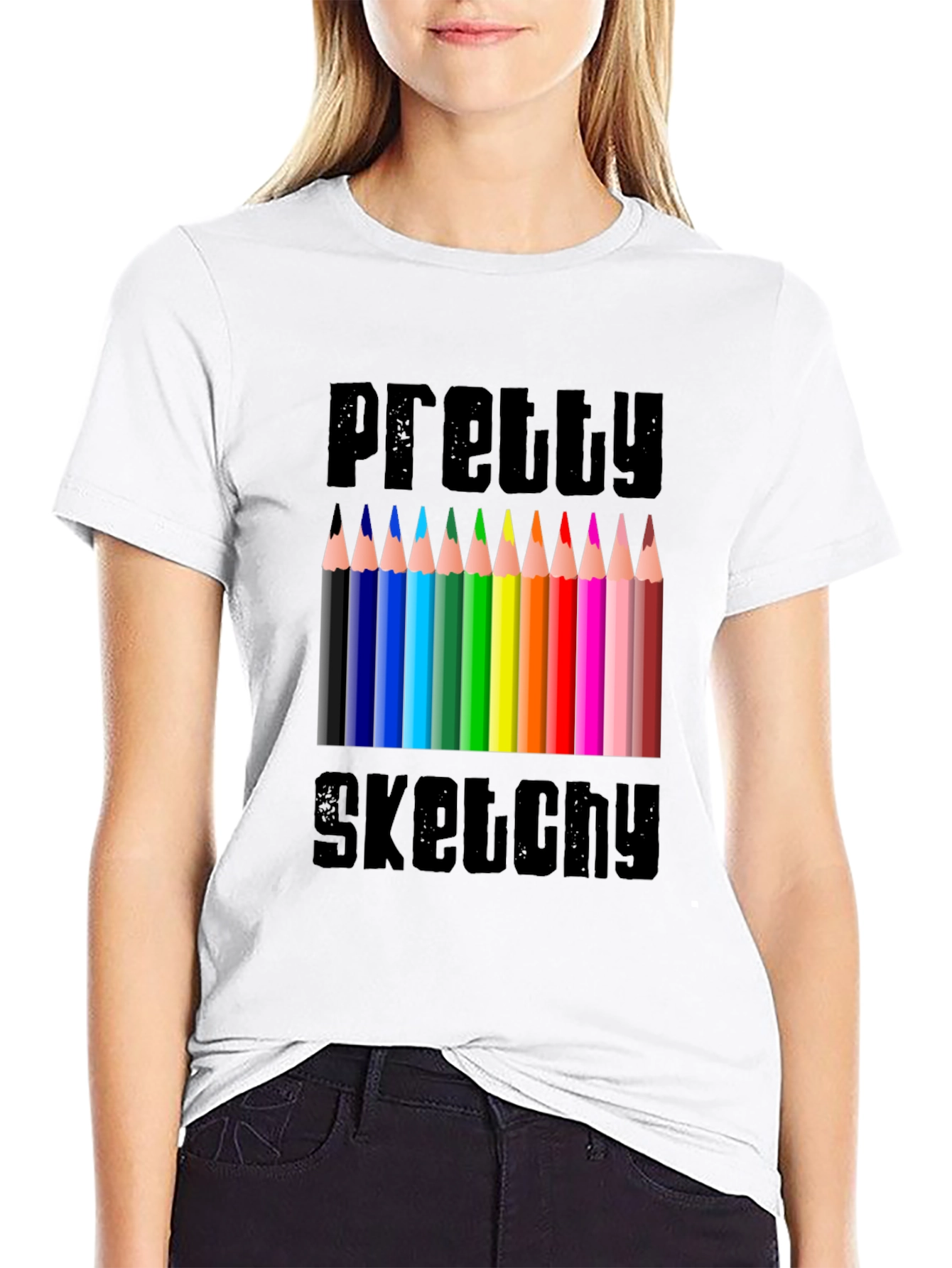 Pretty Sketchy Graphic Tee - Artistic Novelty T-Shirt
