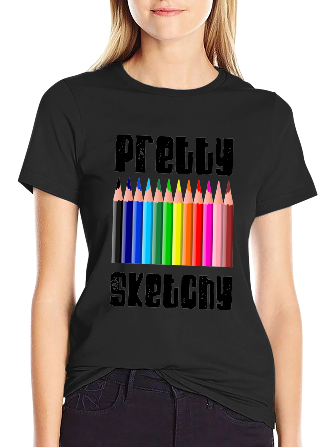 Pretty Sketchy Graphic Tee - Artistic Novelty T-Shirt
