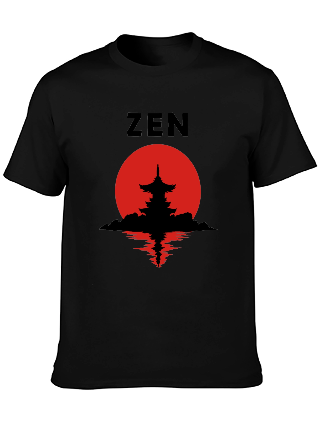 Zen Pagoda Silhouette T-Shirt - Meditative Style